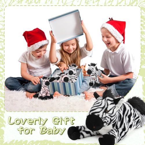 Large 25-Inch Zebra Stuffed Animal Set with Baby Zebras for Kids Boys Girls - Plush Pillow Toy