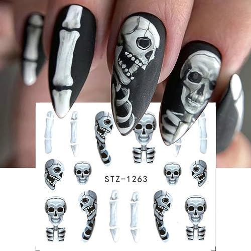 Halloween Nail Stickers Set – Pumpkin Ghost Spider Web Holographic Decals with Variation Pumpkin & Ghost