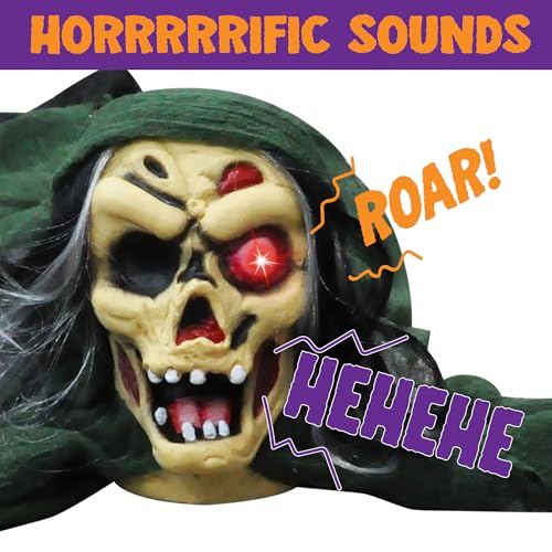 Halloween Zombie Groundbreaker Decor with Creepy Sound & Glowing Eyes for Lawn Yard Haunted House