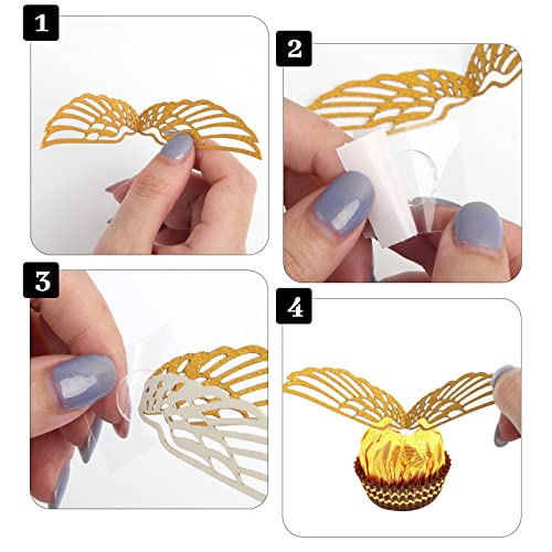 Golden Snitch Wings Chocolate Decorations 50 Pcs for Themed Parties