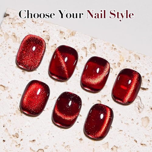 Wine Red Cat Eye Gel Polish - Magnetic Glitter Nail Lacquer with Magnet, 0.6 Fl Oz - Variation: Wine Red / 0.6 Fl Oz
