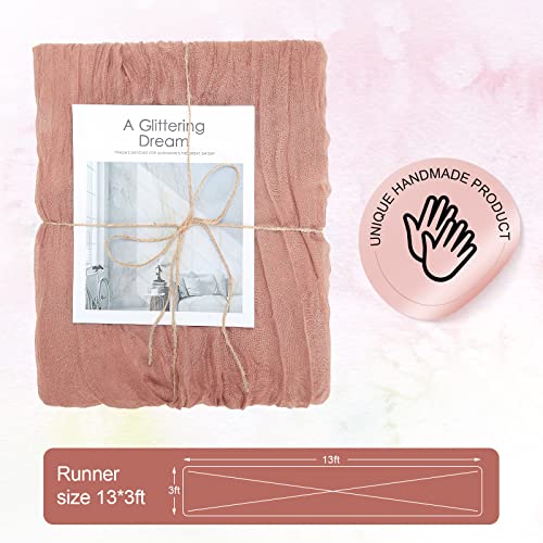Peach Cheesecloth Table Runner Set - 2 Pieces, 13.1 ft Rustic Boho Decor