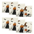 Ghost Spider Web Halloween Placemats Set of 6 - 12x18 Inches Rectangular Black & Beige
