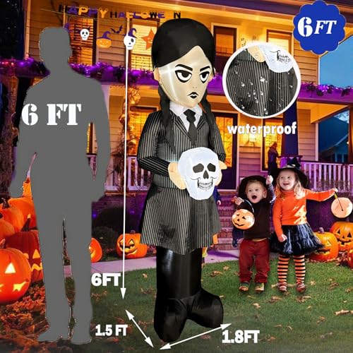 6 FT Inflatable Halloween Witch Decor with LED Lights for Yard
