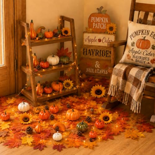 Thanksgiving Pumpkin Decor Set - 86pcs Fall Harvest Maple Acorns & Leaves