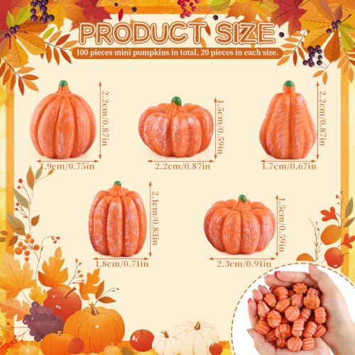 Orange Resin Mini Pumpkins Set of 100 for Fall Thanksgiving Halloween Decor - Variation: Orange
