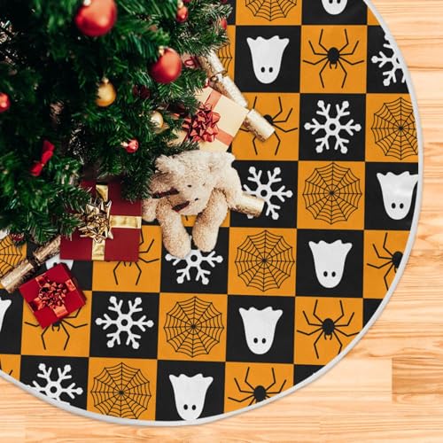 Halloween Ghost Snowflake Spider Web Christmas Tree Skirt Large - A0021