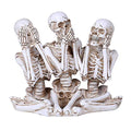 Hear See Speak No Evil Skeleton Resin Figurine - Hand-Painted Decor