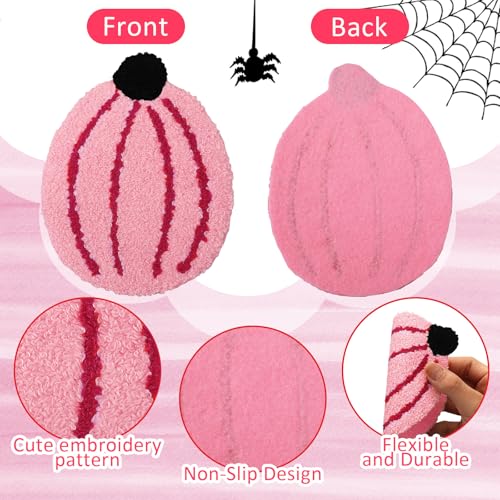 Pink Halloween Coasters Set - Ghost Pumpkin Candy Corn Decor, 6 Pieces