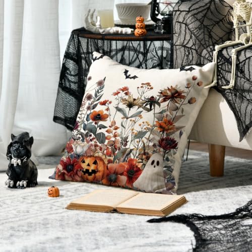 White Halloween Horror Throw Pillow Covers - 18 x 18 Inch Set of 2