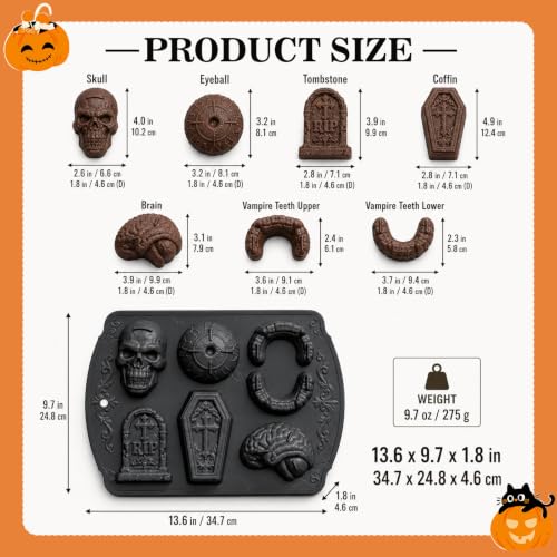 Skull Cake Pan Silicone Mold Halloween Baking & Party Ice Cube Set - Variation B