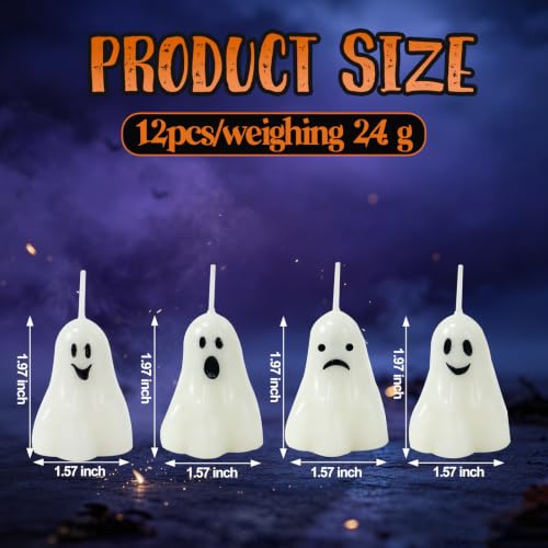 Ghost Candles Set - 12 Pack Mini Soy Wax Halloween Decorations - Ghost 2 / 12 Packs