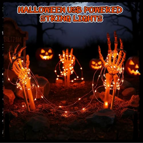 USB Fairy Lights 6 Pack - 33ft 100 LED Orange String Lights for Bedroom & Decor - Variation of THIS Listing