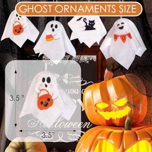 Halloween Ghost Tree Ornaments Set - 8 Reusable Felt Decorations for Indoor & Party Decor