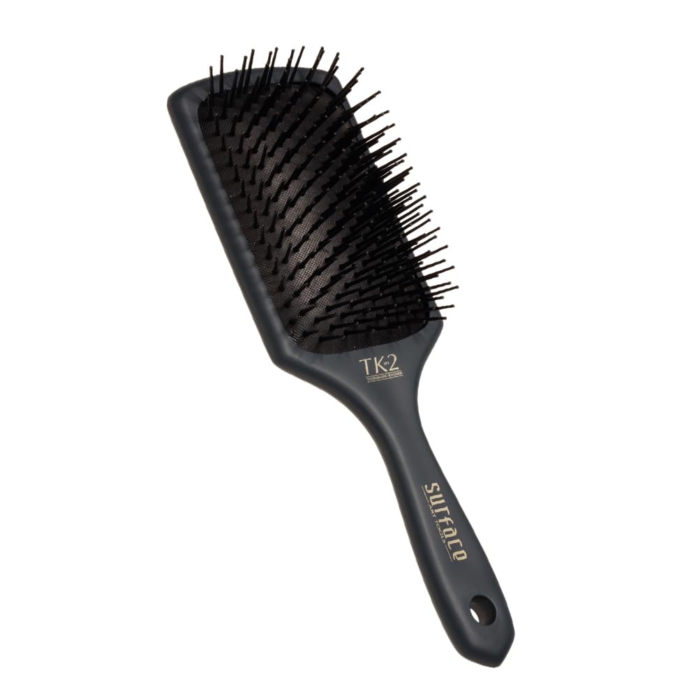 Surface Hair TK2 Paddle Brush - Professional Heat Resistant Styling Tool for Smoothing & Straightening | 3 Inch Tourmaline Cushion Pad