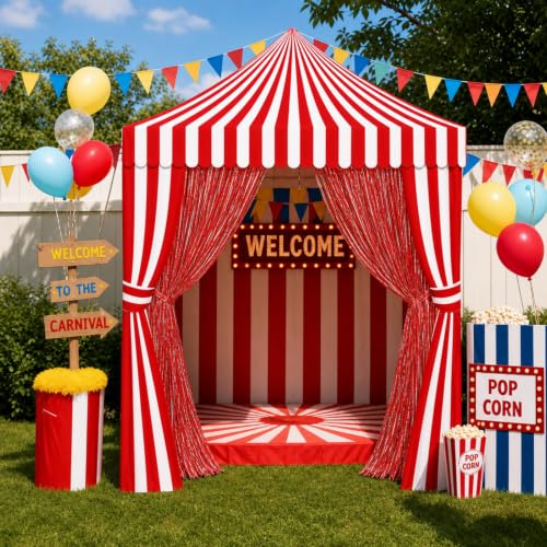 Red Circus Tent Decoration Set for Carnival Party - 5 Pieces