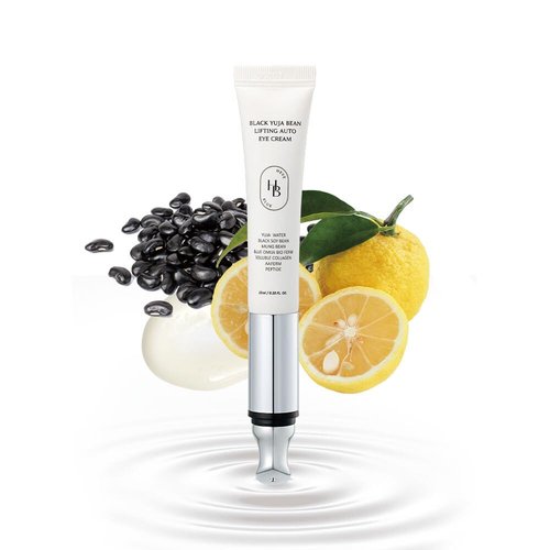 HEVEBLUE Black Yuja Bean Lifting Auto Eye Cream - Sensitive Skin, Vegan, Hypoallergenic, Korean Skincare, Wrinkle Care Device, Vibration Face Massage, Anti Aging, Collagen, Vibrating