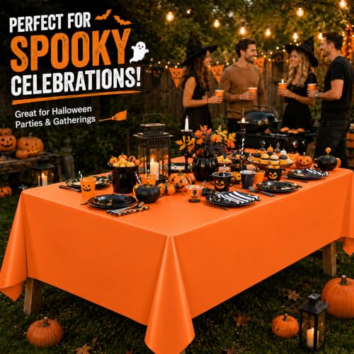 Orange Disposable Table Covers 2 Pack 54x108 Inches for Fall Parties - Variation: Orange / 2 Pack