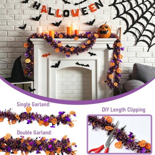 Halloween Garland Decorations - 52Ft Pumpkin Bat Spider Festive String Banner