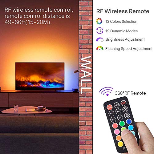 Pre-Cut LED Strip Lights Kit with RF Remote, Power Supply & Connectors for TV, Home Decor, DIY