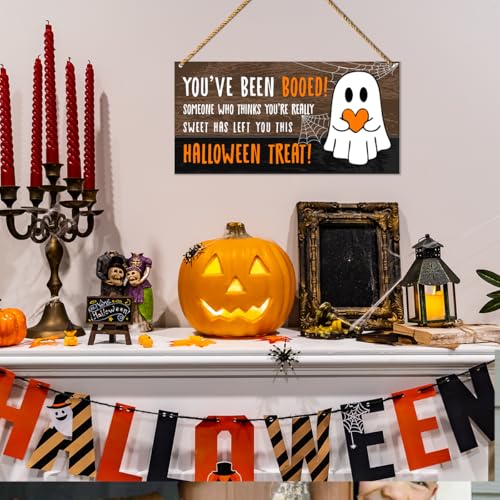 Halloween Ghost Decor Sign for Home Porch Wall Hanging - Trick or Treat