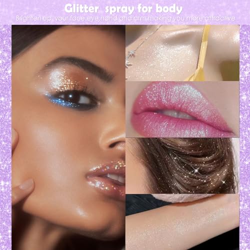 Yosca Body Glitter Spray - Holographic Body & Hair Shimmer - Rainbow Variation