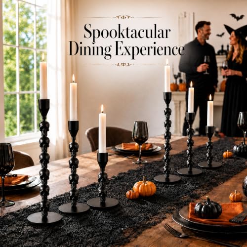 Halloween Skull Candle Holder Set of 3 - Gothic Metal Candlestick Holders with Adjustable Heads - Variation of THIS listing 6