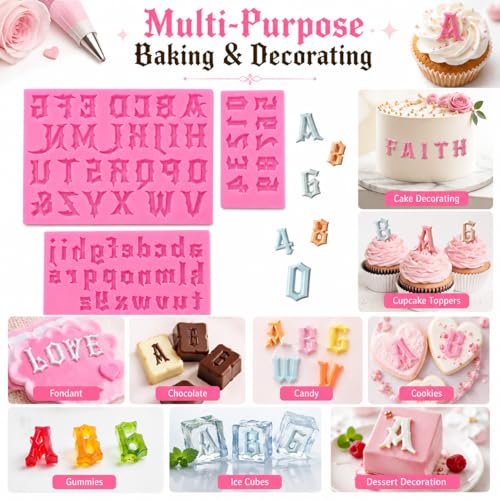 Letters and Number Silicone Molds for Baking & Cake Decoration - Food Grade, Reusable