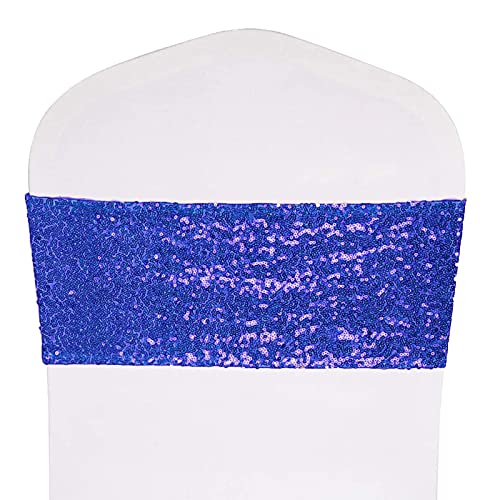 Blue Sequin Chair Sashes Pack of 50 Stretchable Wedding & Party Decor