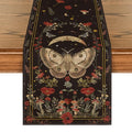 Autumn Table Runner 13x90 Inch - Poppy Mushroom Moon Fall Decor - Black