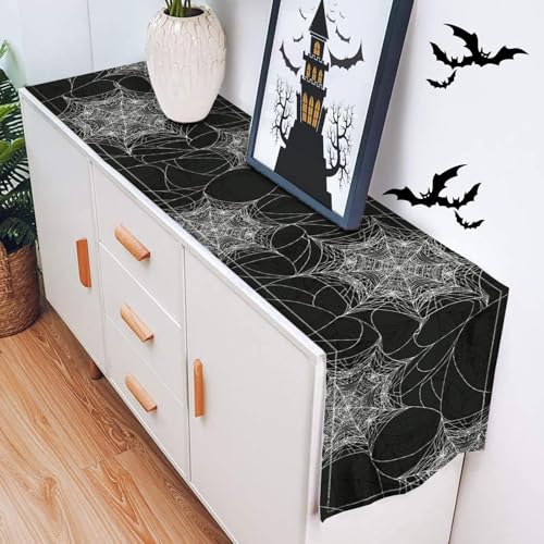 Procida Halloween Spider Web Table Runner 13x108 Inch - Fall Decor