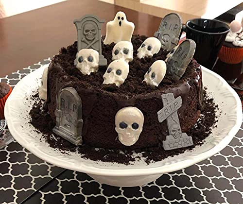 Halloween Tombstone and Skull Silicone Mold for Candy and Chocolate Decorations