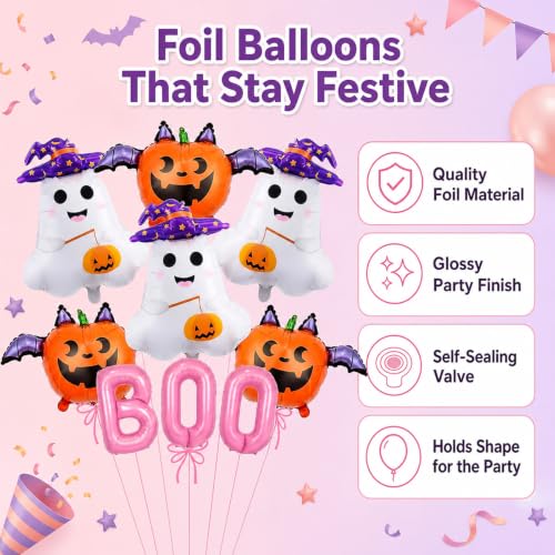 Halloween Foil Balloon Set - Ghost, Pumpkin & Boo Decorations, 9 Pieces