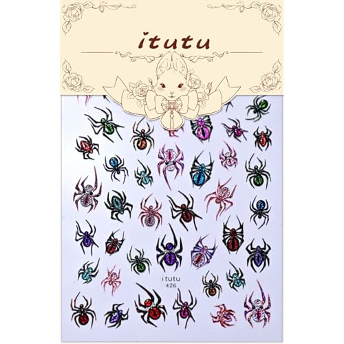 Halloween Nail Stickers Spider Web 5D Embossed Self-Adhesive Nail Art Decals - Spider-3