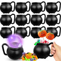 12 Pcs Halloween Cauldron Mug Set - 15oz Plastic Witch Brew Cups for Themed Parties