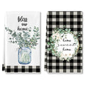 Eucalyptus Leaves Kitchen Dish Towels 2-Pack - Absorbent Microfiber Drying Towels for Cooking