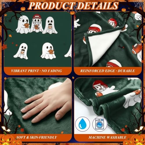 Football Ghost Halloween Throw Blanket - 50x60 Inch Sofa Bed Blanket