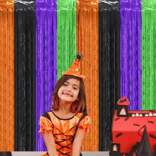 Halloween Foil Fringe Curtains 2 Pack - Large 3.3x6.6ft Party Decoration