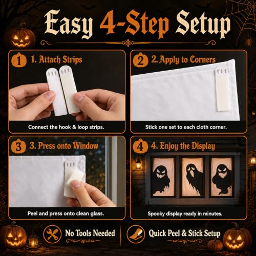 Large Ghost Window Decorations Set - Halloween Silhouettes for Indoor Outdoor Decor