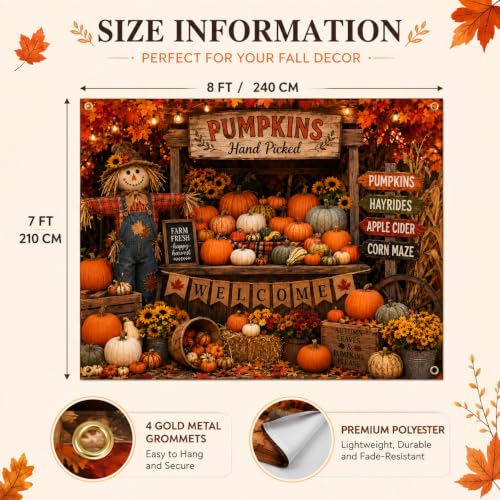 Fall Thanksgiving Garage Door Banner - Autumn Harvest Scarecrow & Pumpkin Decoration - Fall-2
