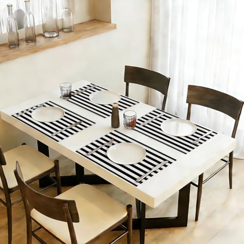 Black and White Striped Placemats Set of 4 - Kitchen Table Decor