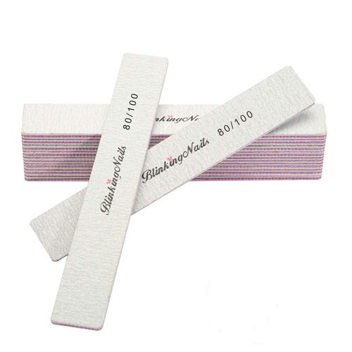 10Pcs Nail File 80/100 Grit Professional Nail Files and Buffers for Natural Nails, Double Sides Washable Block Disposable Nail Files for Nail Art DIY or Nail Manicure Salon