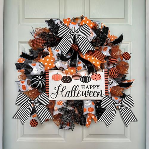 Black White Stripe Bow Decorations - 12 Pack Halloween & Holiday Ornaments for Christmas Tree Wreath Wall Home Decor