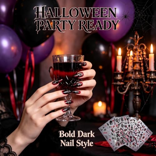 Halloween Nail Art Stickers Set - Ghost Pumpkin Bat Witch Spider Web Design NS-18 - 5 Sheets for Women & Girls