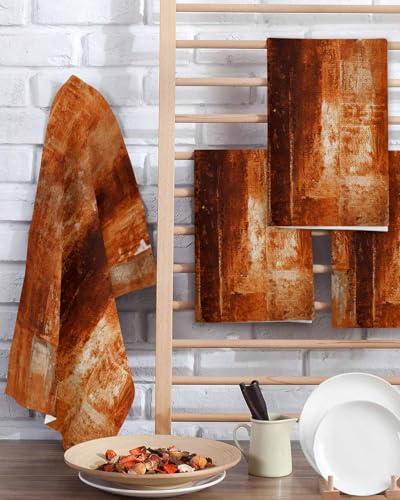 Burnt Orange Waffle Kitchen Towels Set - 16 x 24 Inch, 3 Pack | Absorbent Dishcloths