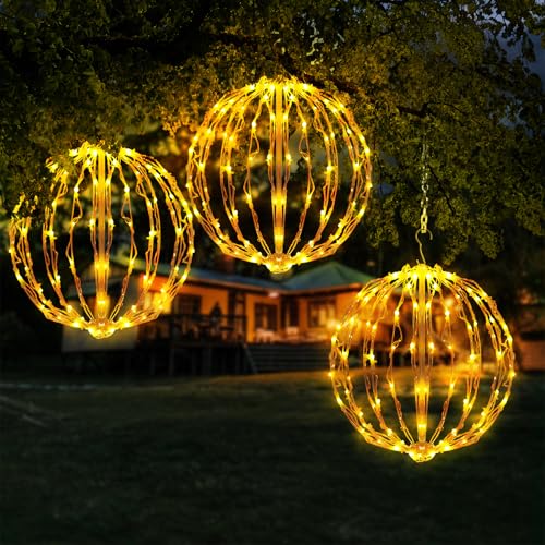 16 Inch Christmas Light Balls - Warm White, 3 Pack Outdoor Decorations