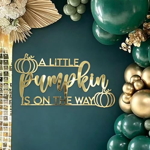 Gold Acrylic Pumpkin Baby Shower Wall Decal for Fall & Halloween Parties