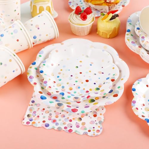 Colorful Birthday Plates and Napkins Set - Confetti Party Supplies for 50 Guests - Variation of THIS listing