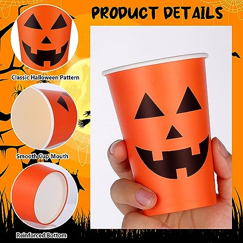 Halloween Disposable Paper Cups 12oz Pack of 100 Ghost Pumpkin Vampire Designs