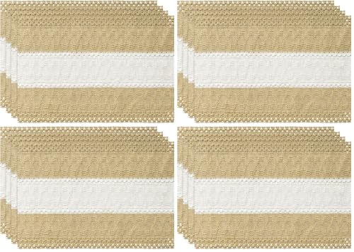 Farmhouse Rustic Placemats Set of 4 - Burlap Brown 12x18 Inch Kitchen Table Decor